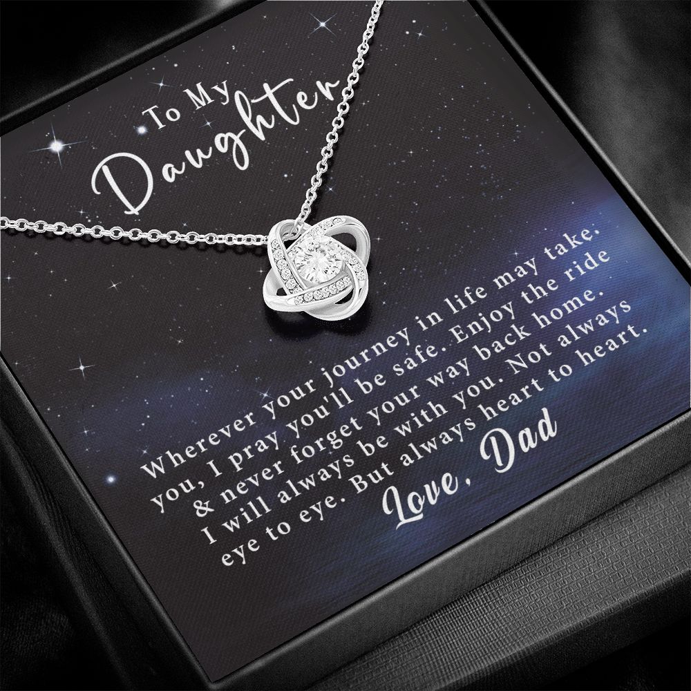 To My Daughter Love Knot Necklace Gift From Dad- Always heart to heart #e217 - Image 9