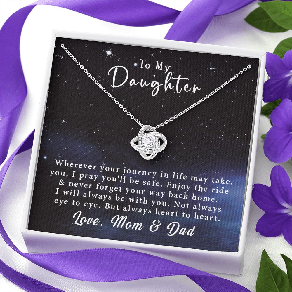 To My Daughter Love Knot Necklace Gift From Mom & Dad - Always heart to heart #e218 - Image 12