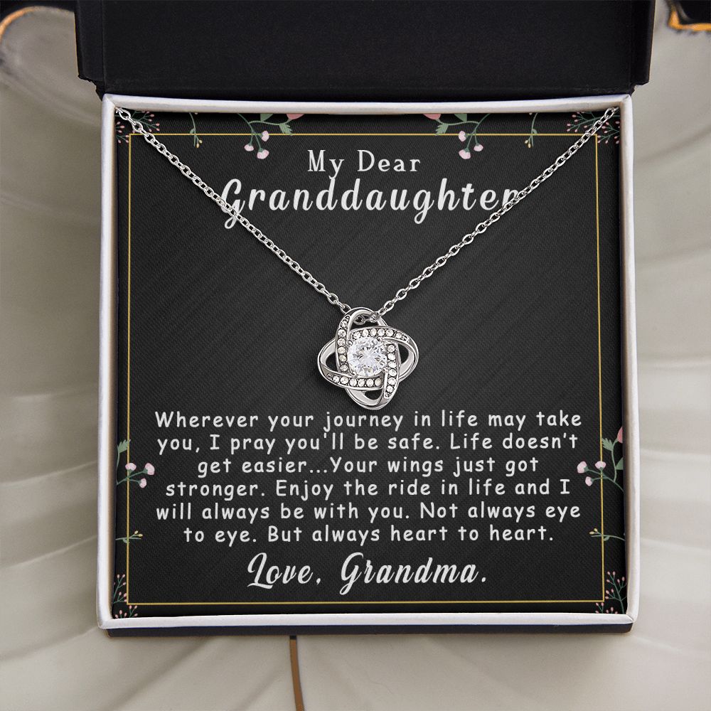 To My Granddaughter Necklace Gift - Always heart to heart - Love Knot #e163 - Image 5