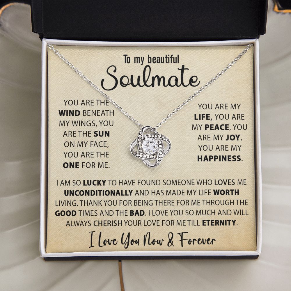 Best Gift For Her Soulmate Necklace Gift For Wife Girlfriend Valentine's Day Birthday Anniversary With Love Quote Message Card, Love Knot Jewelry Gift Ideas For Her #e228 - Image 12