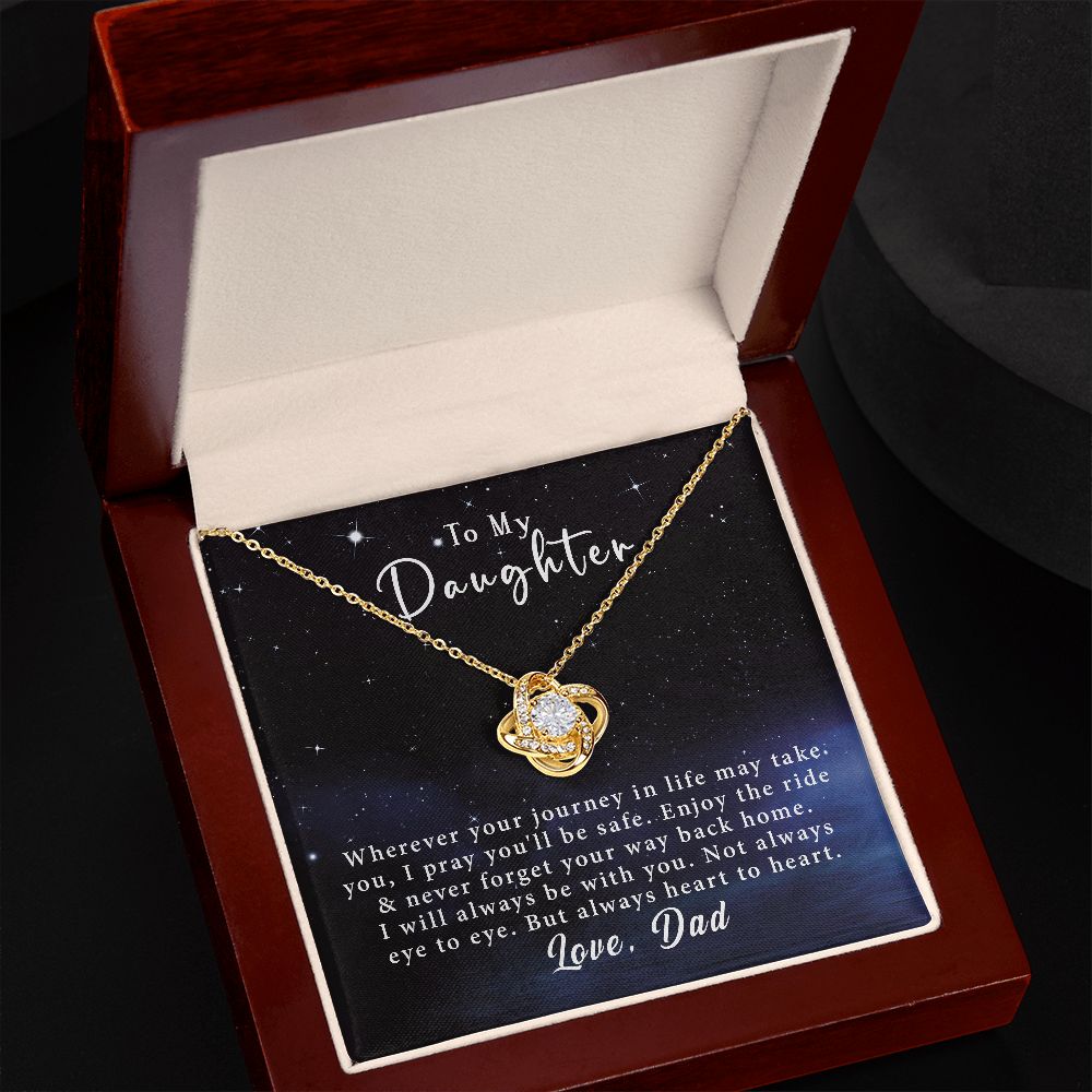 To My Daughter Love Knot Necklace Gift From Dad- Always heart to heart #e217 - Image 7