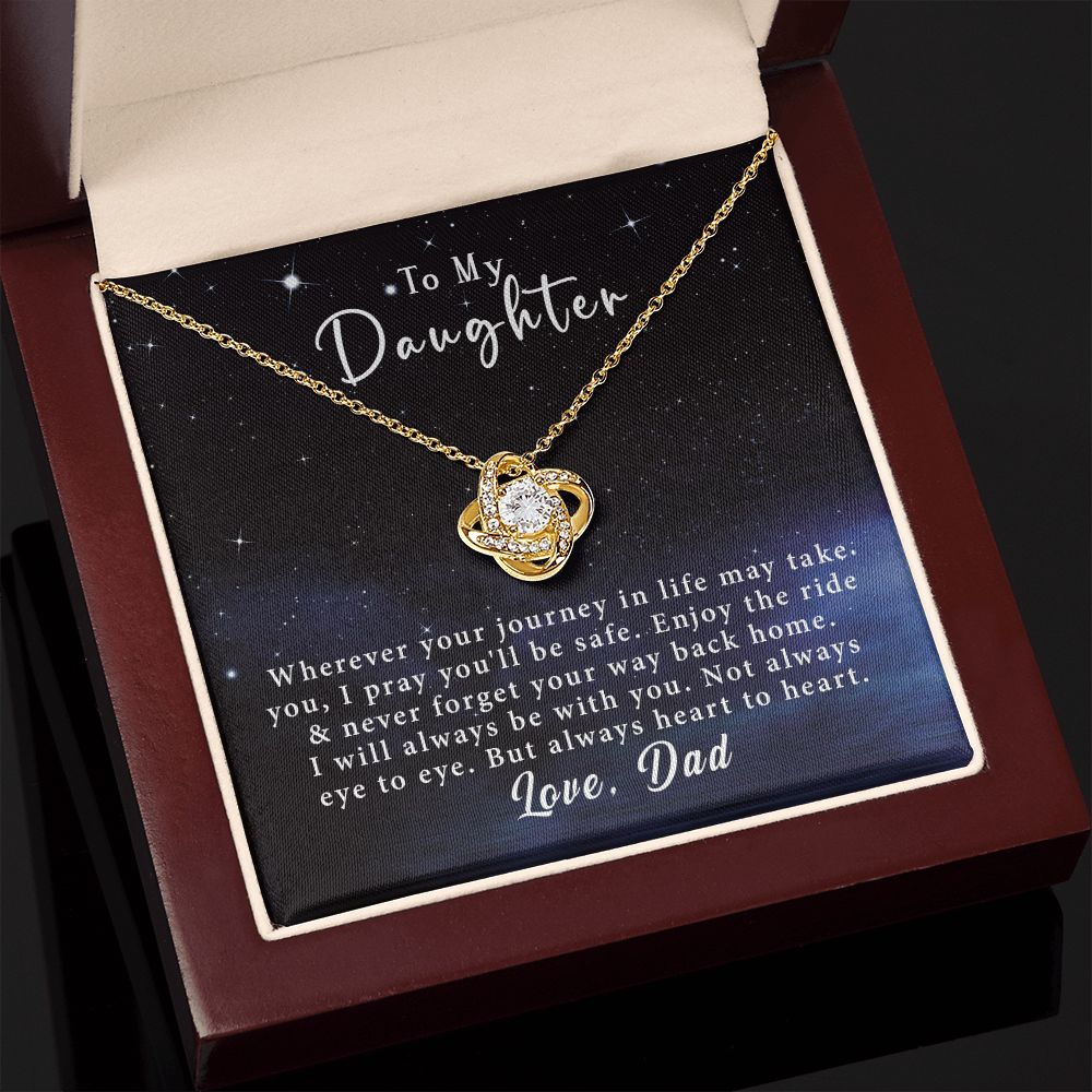 To My Daughter Love Knot Necklace Gift From Dad- Always heart to heart #e217 - Image 13