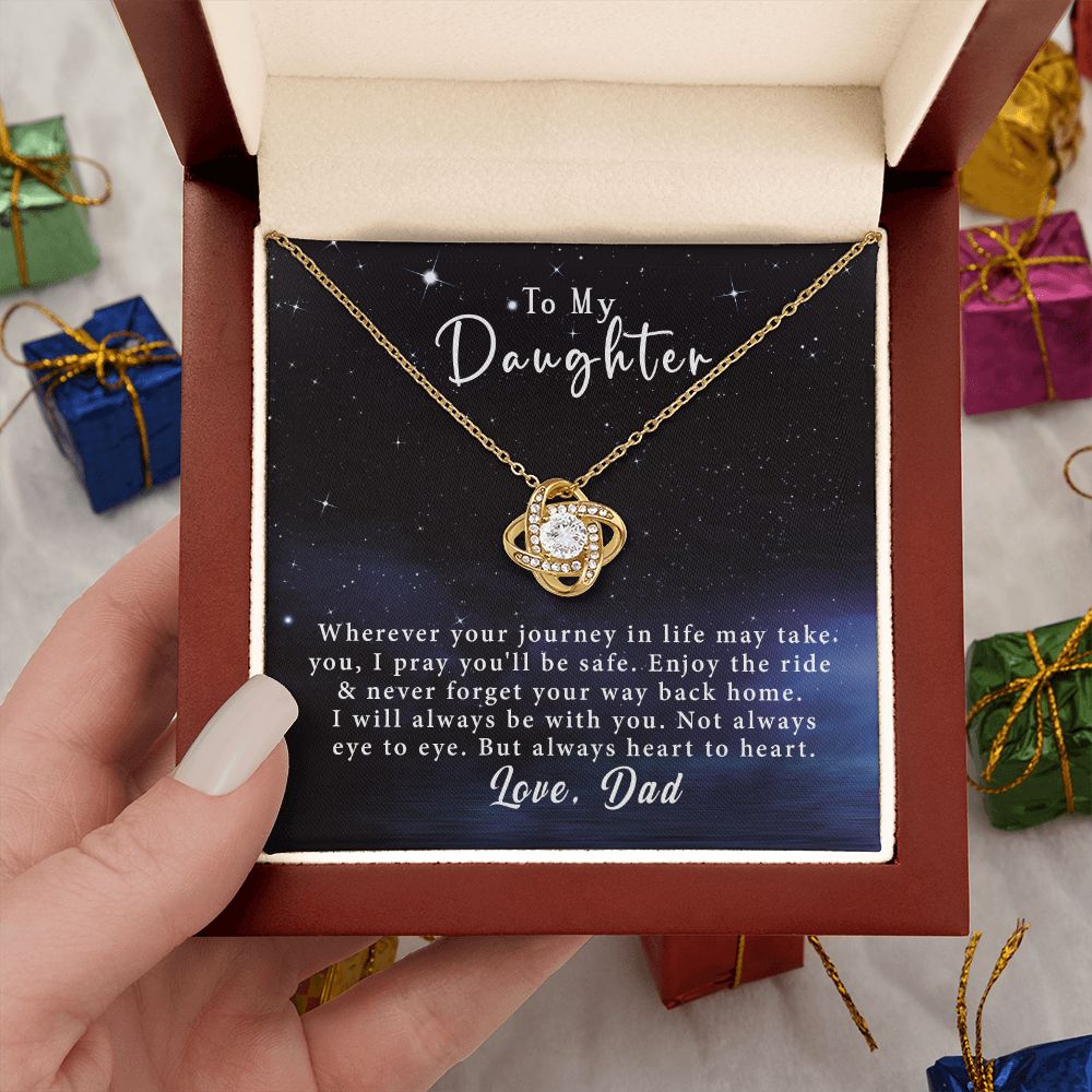 To My Daughter Love Knot Necklace Gift From Dad- Always heart to heart #e217 - Image 12