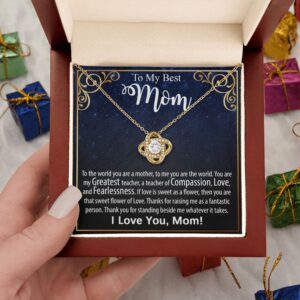 Necklace For Mom: To My Mom Presents, Mother’s Day Birthday Gift Ideas From Daughter & Son, Message Card Love Knot Pendant Jewelry #e239