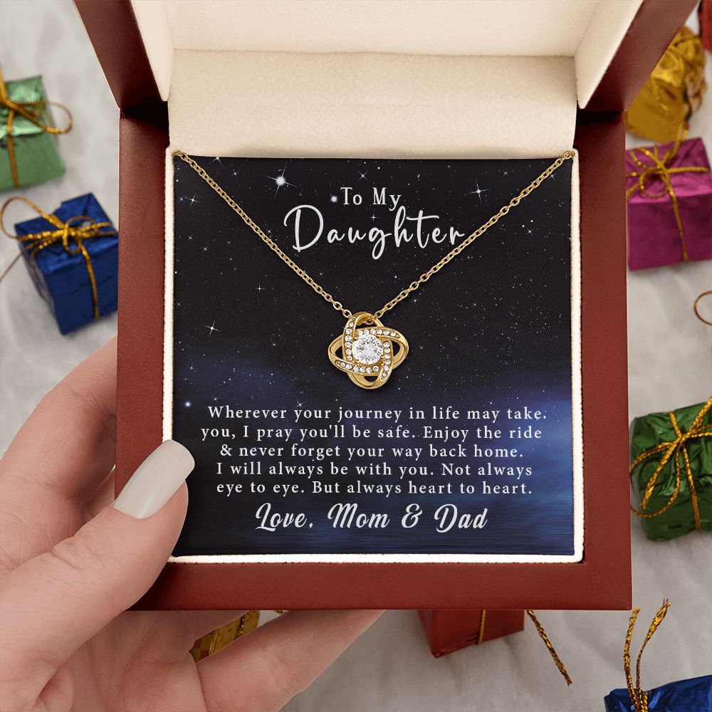 To My Daughter Love Knot Necklace Gift From Mom & Dad - Always heart to heart #e218 - Image 11