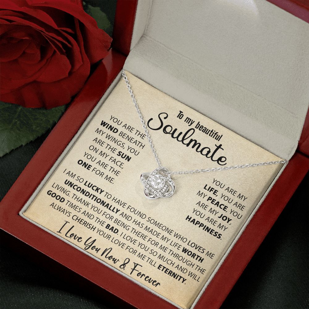 Best Gift For Her Soulmate Necklace Gift For Wife Girlfriend Valentine's Day Birthday Anniversary With Love Quote Message Card, Love Knot Jewelry Gift Ideas For Her #e228 - Image 27