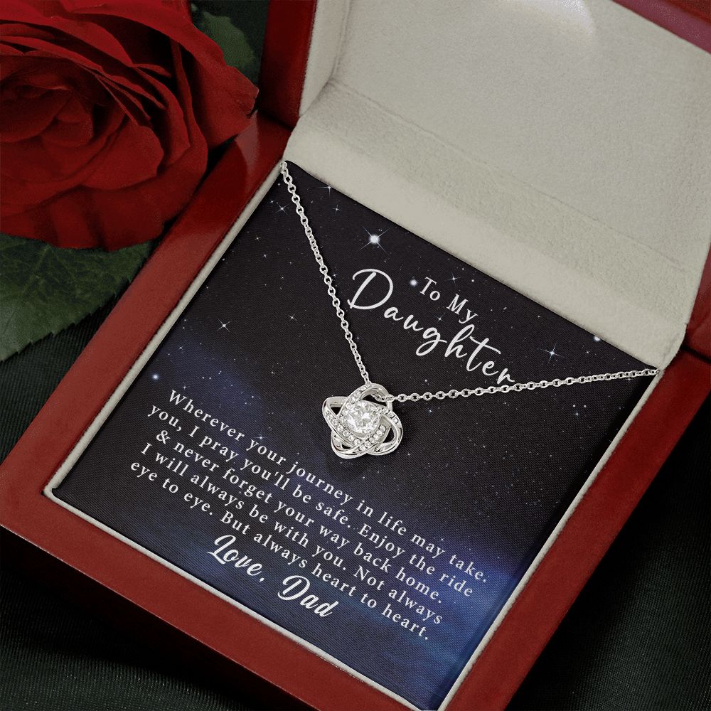 To My Daughter Love Knot Necklace Gift From Dad- Always heart to heart #e217 - Image 11