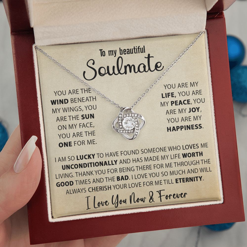 Best Gift For Her Soulmate Necklace Gift For Wife Girlfriend Valentine's Day Birthday Anniversary With Love Quote Message Card, Love Knot Jewelry Gift Ideas For Her #e228 - Image 24