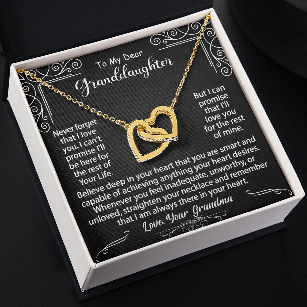 To My Granddaughter Necklace Gift From Grandma, Graduation Birthday Gift Inspirational Message Card Necklace - Interlocking Hearts #e72a - Image 10