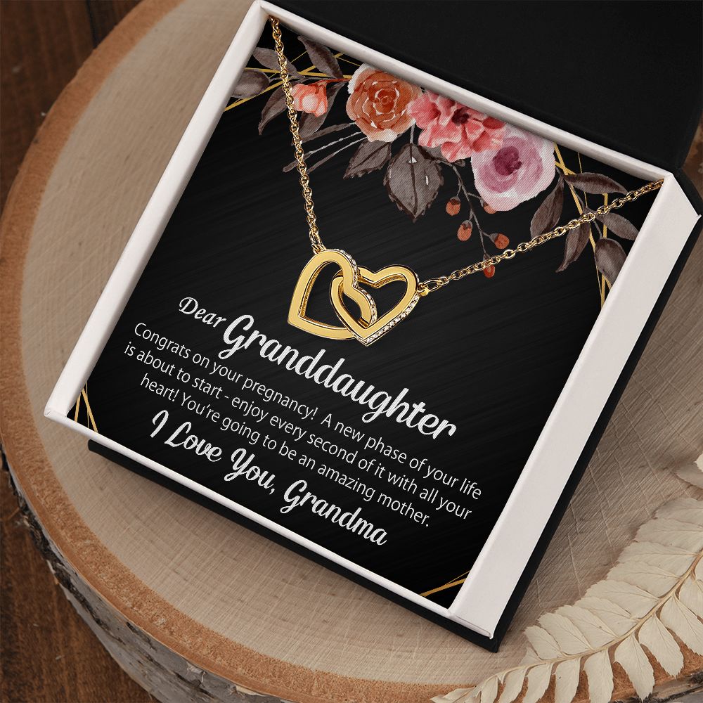 To My Granddaughter Gift On Her Pregnancy - Interlocking Hearts Necklace #e67 - Image 8