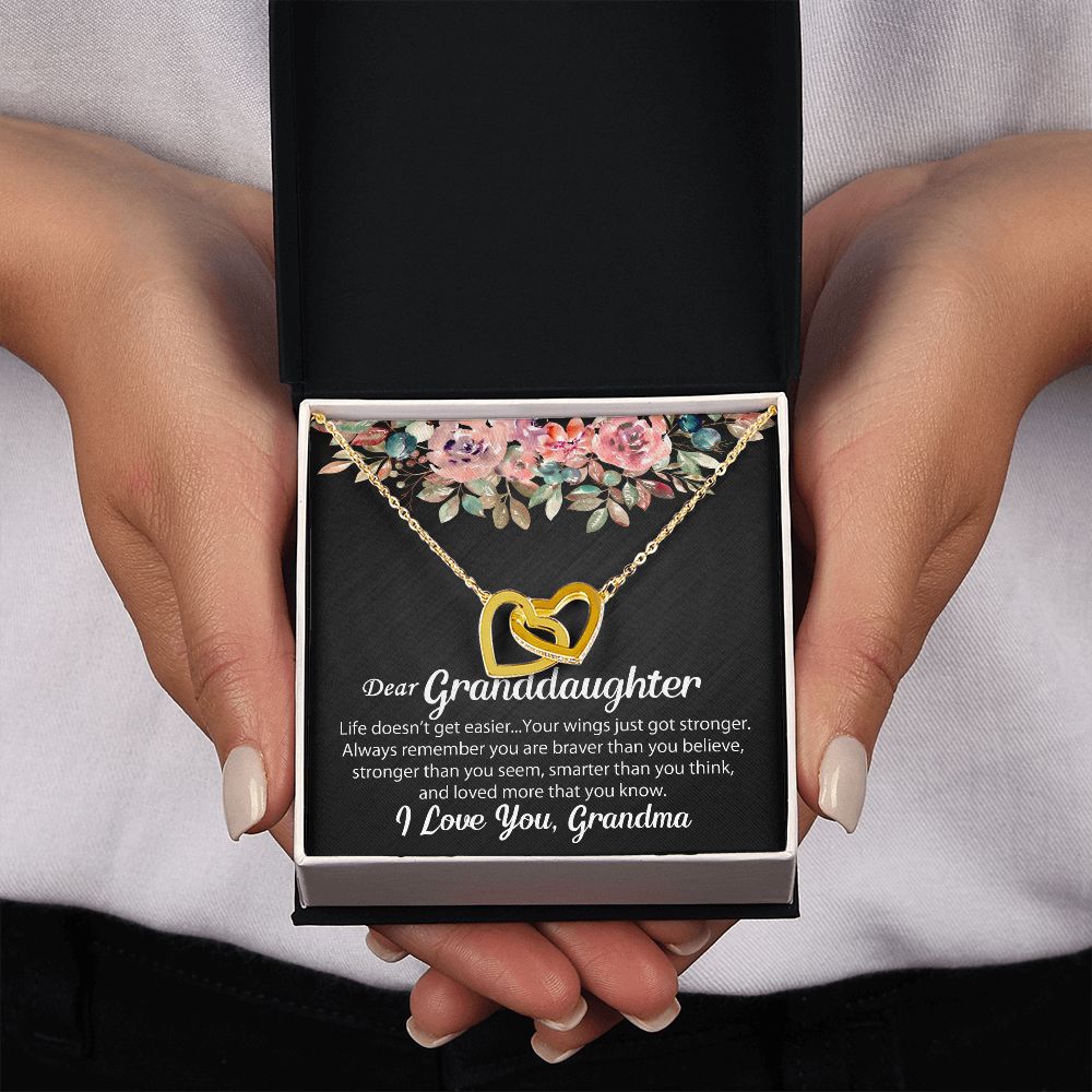 To My Granddaughter Necklace Gift - Interlocking Hearts - Jewelry Inns