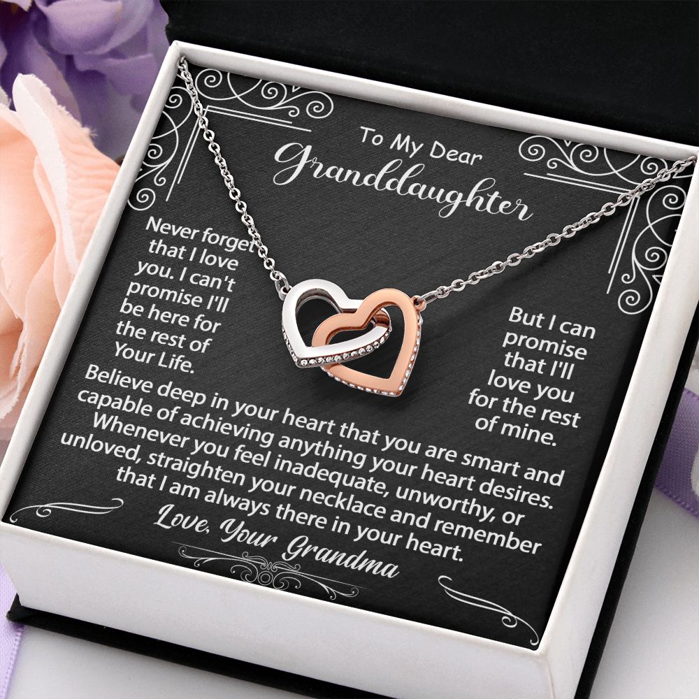To My Granddaughter Necklace Gift From Grandma, Graduation Birthday Gift Inspirational Message Card Necklace - Interlocking Hearts #e72a - Image 14