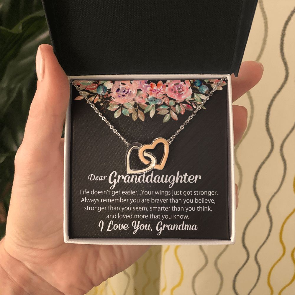 To My Granddaughter Necklace Gift - Interlocking Hearts - Jewelry Inns
