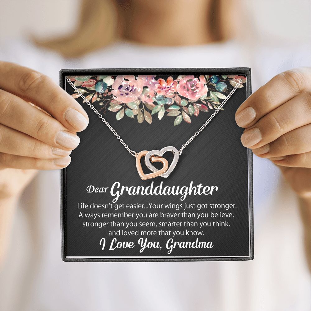 To My Granddaughter Necklace Gift - Interlocking Hearts - Jewelry Inns