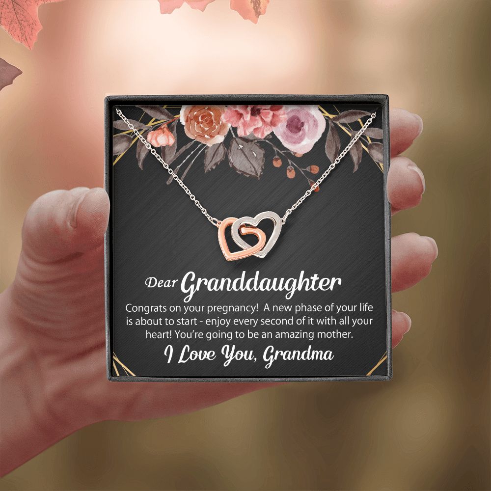 To My Granddaughter Gift On Her Pregnancy - Interlocking Hearts Necklace #e67 - Image 7