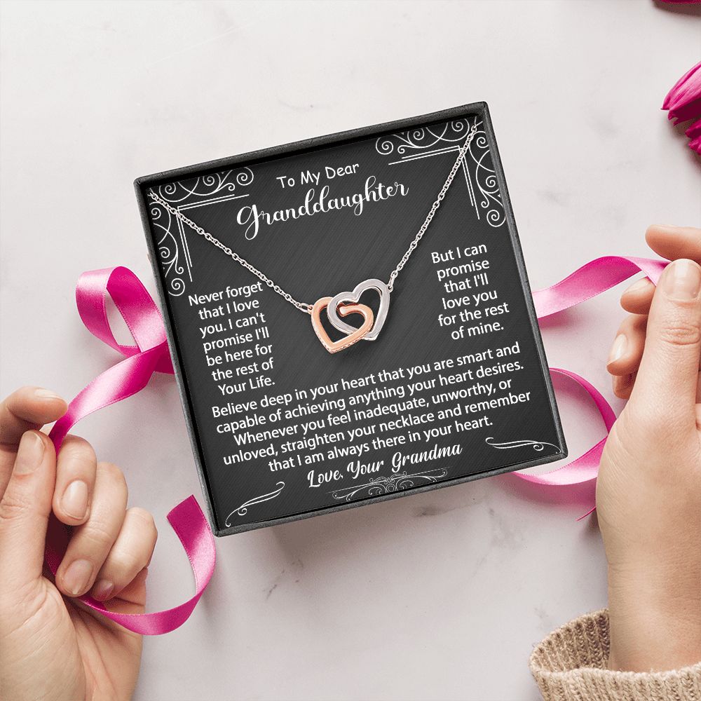 To My Granddaughter Necklace Gift From Grandma, Graduation Birthday Gift Inspirational Message Card Necklace - Interlocking Hearts #e72a - Image 12
