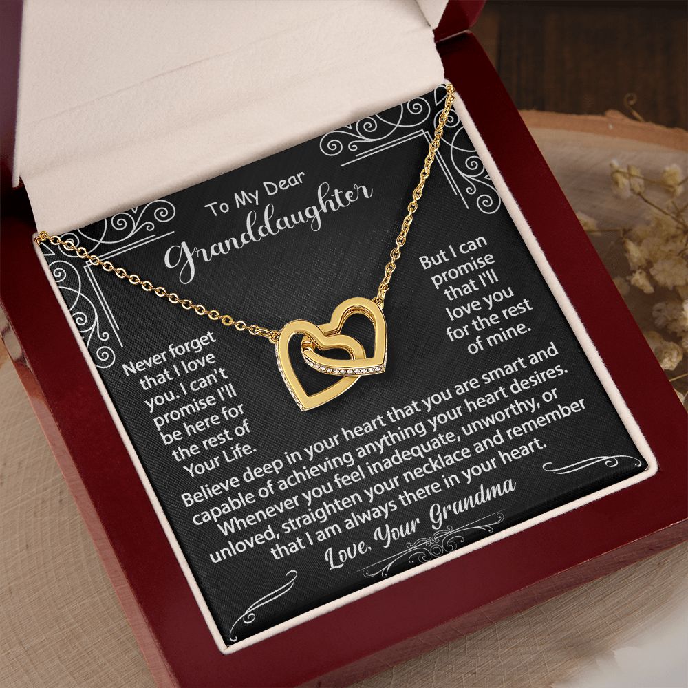 To My Granddaughter Necklace Gift From Grandma, Graduation Birthday Gift Inspirational Message Card Necklace - Interlocking Hearts #e72a - Image 7