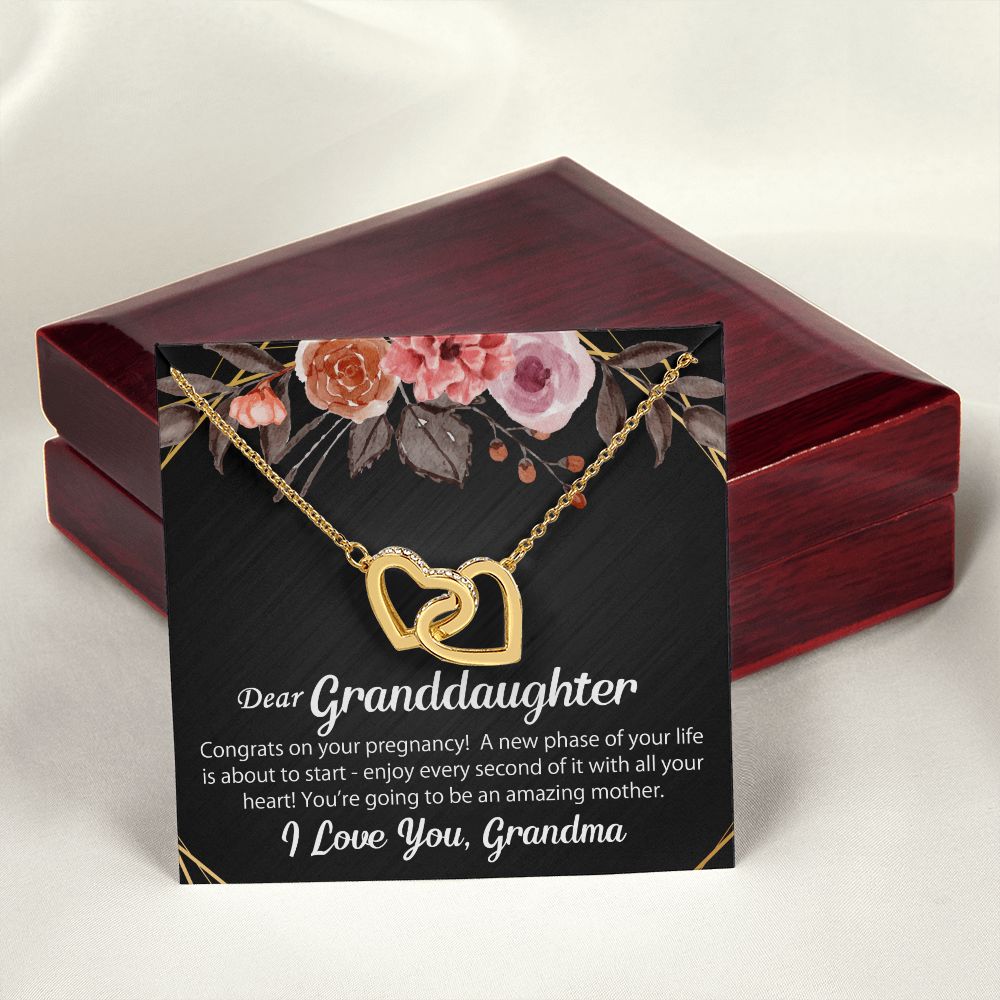 To My Granddaughter Gift On Her Pregnancy - Interlocking Hearts Necklace #e67 - Image 10