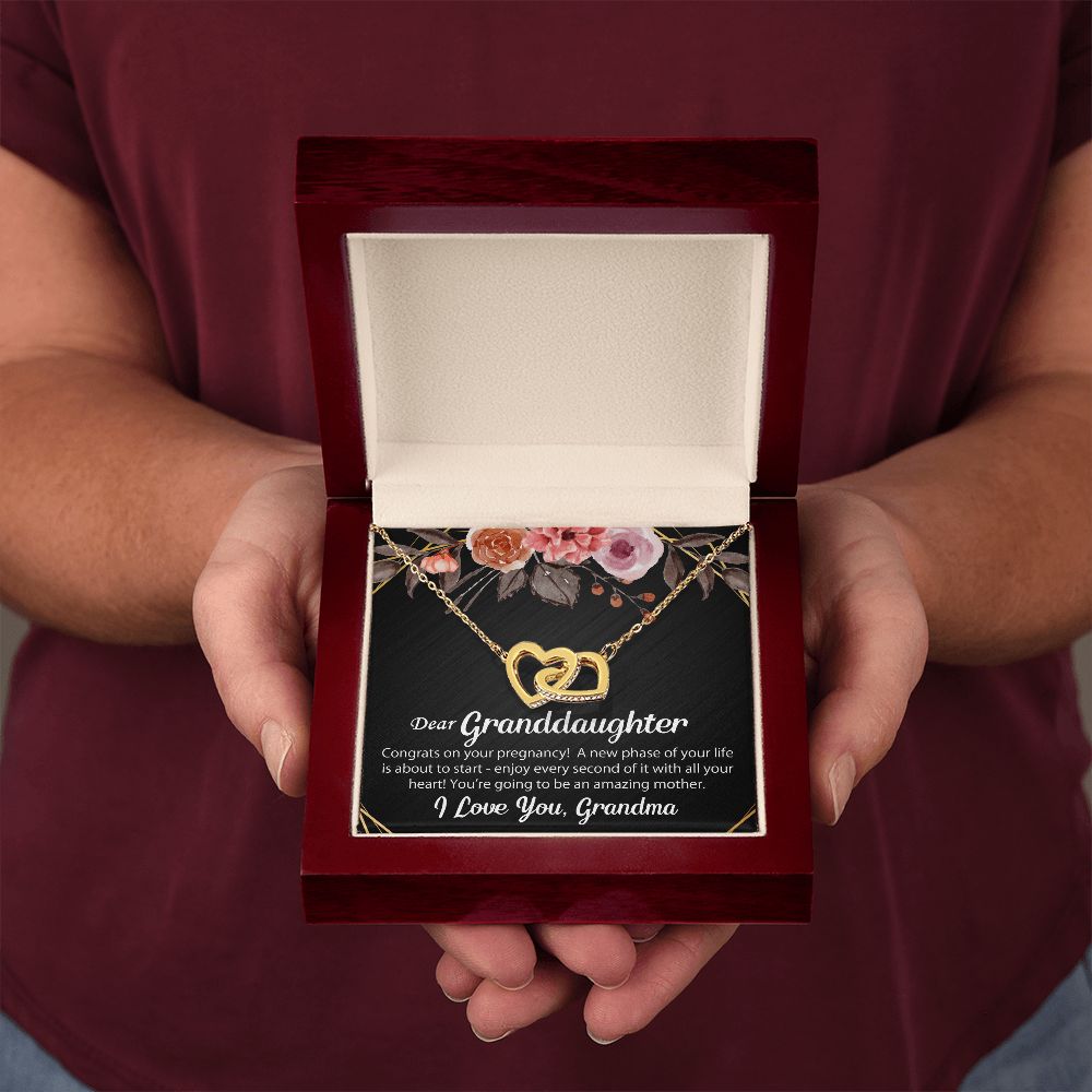 To My Granddaughter Gift On Her Pregnancy - Interlocking Hearts Necklace #e67 - Image 11