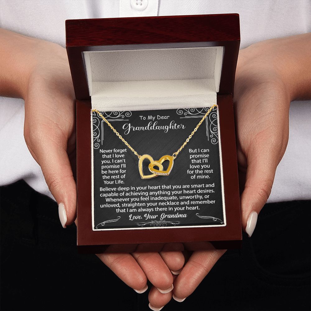 To My Granddaughter Necklace Gift From Grandma, Graduation Birthday Gift Inspirational Message Card Necklace - Interlocking Hearts #e72a - Image 6