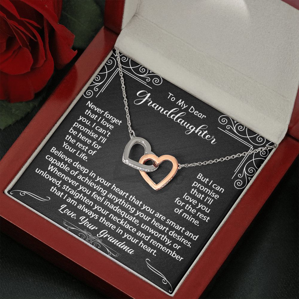 To My Granddaughter Necklace Gift From Grandma, Graduation Birthday Gift Inspirational Message Card Necklace - Interlocking Hearts #e72a - Image 5
