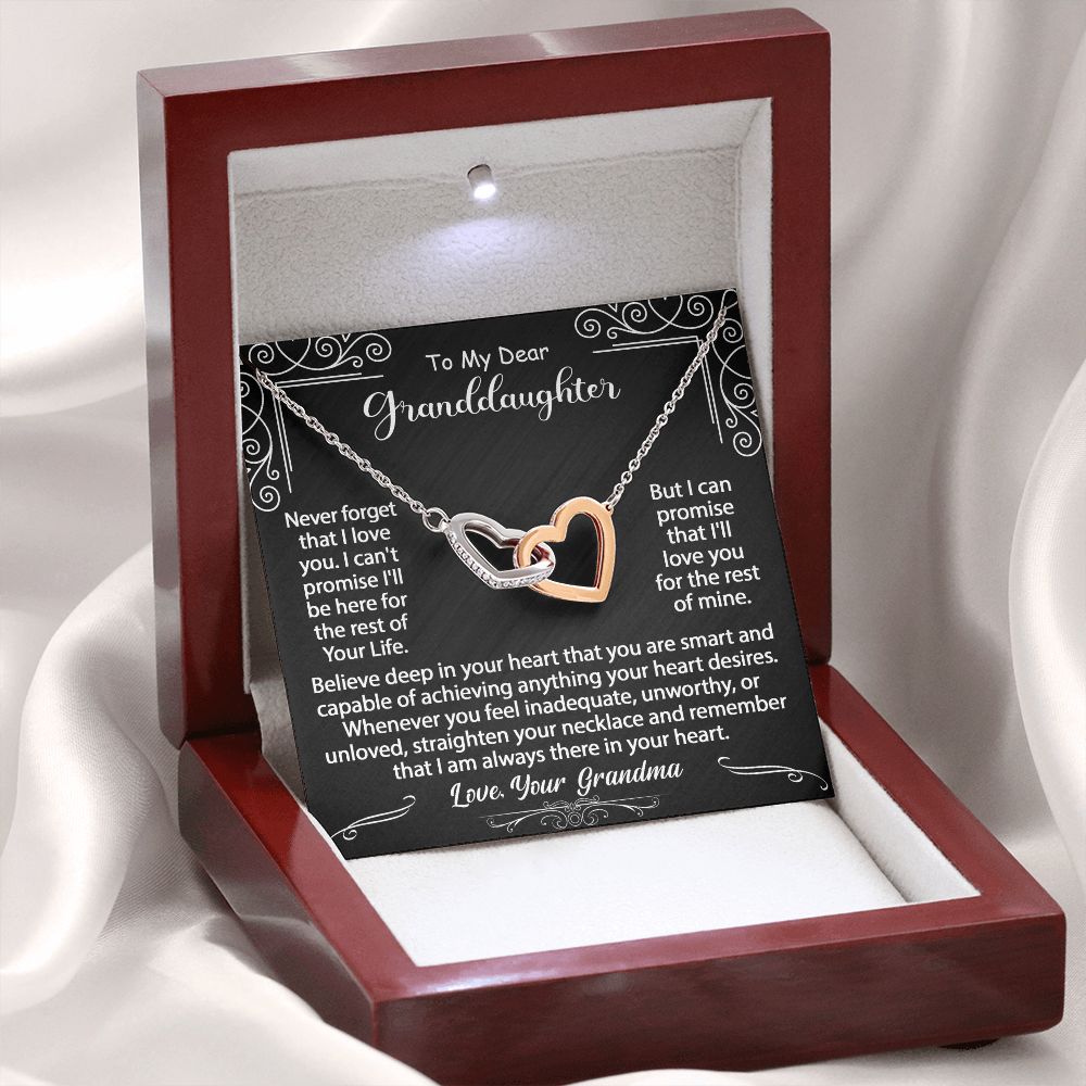 To My Granddaughter Necklace Gift From Grandma, Graduation Birthday Gift Inspirational Message Card Necklace - Interlocking Hearts #e72a - Image 8
