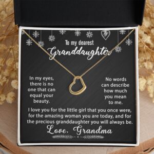 To My Granddaughter Necklace Gift - In my eyes - Delicate Heart #e175
