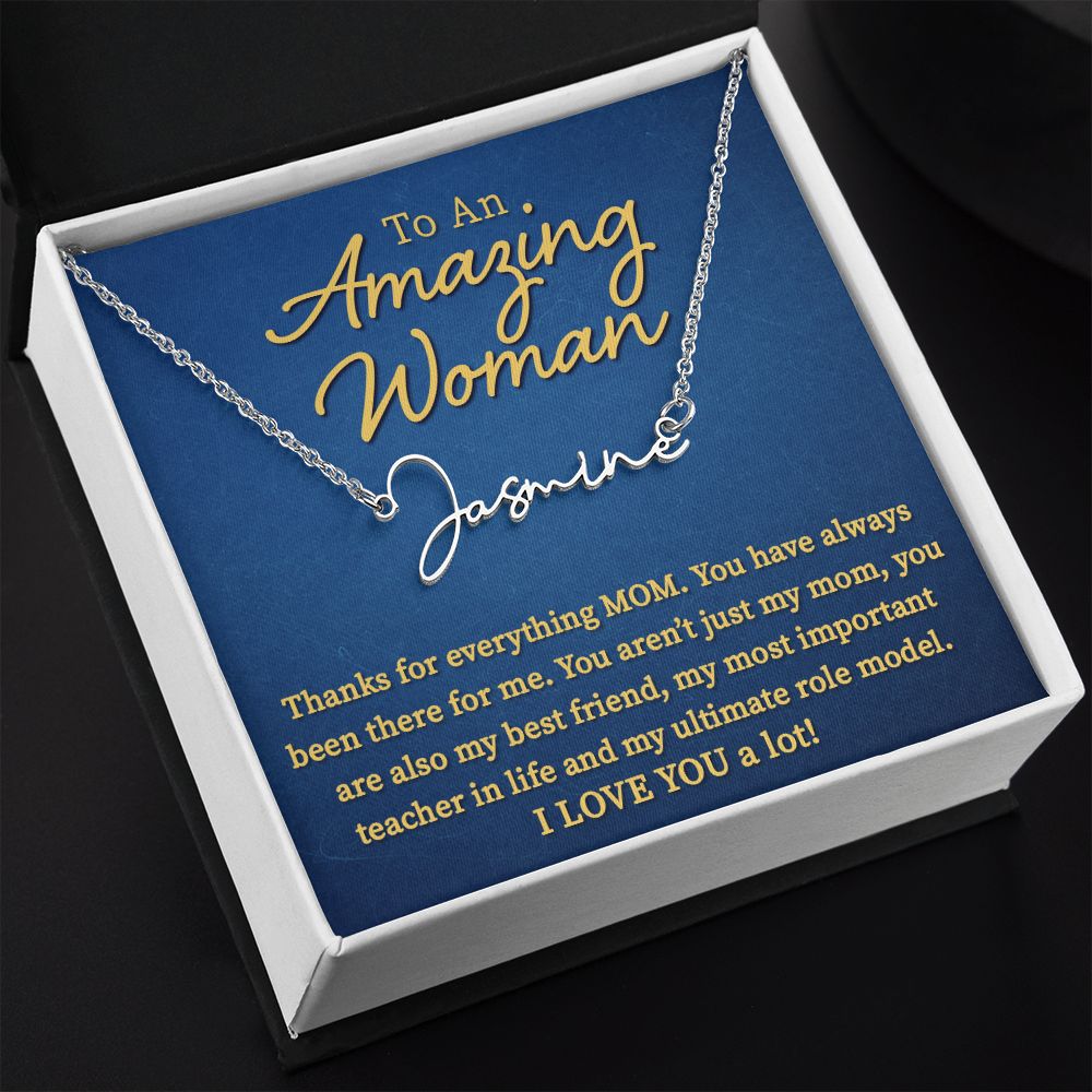 Necklace For Mom: To An Amazing Mother Gift - Signature Style Name Necklace #e244 - Image 5