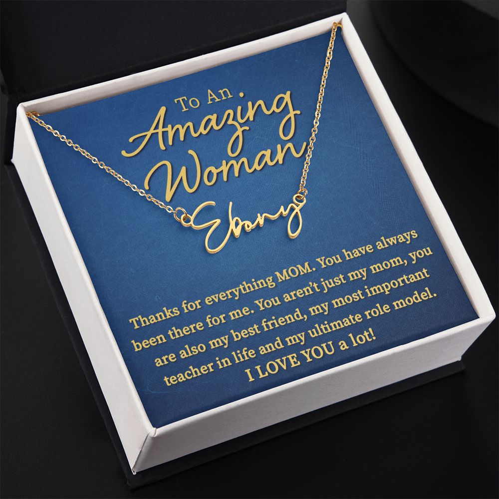 Necklace For Mom: To An Amazing Mother Gift - Signature Style Name Necklace #e244 - Image 7