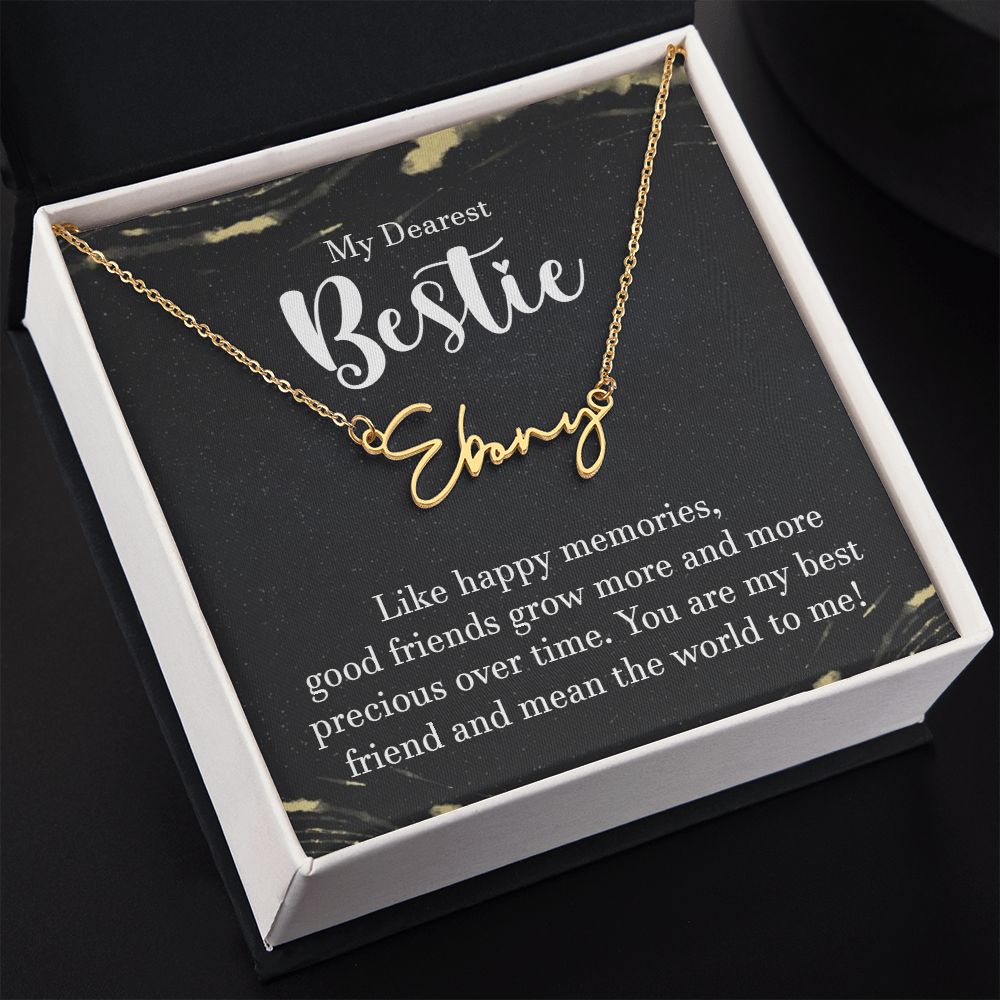 To My Bestie: Personalized Signature Style Name Necklace Silver / Gold For Best Friend Birthday, Wedding, Graduation & Christmas Ideas - Image 4