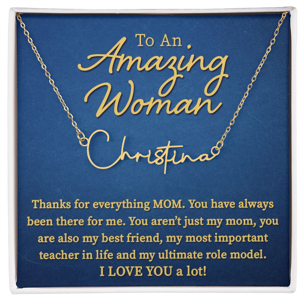 Necklace For Mom: To An Amazing Mother Gift - Signature Style Name Necklace #e244 - Image 6