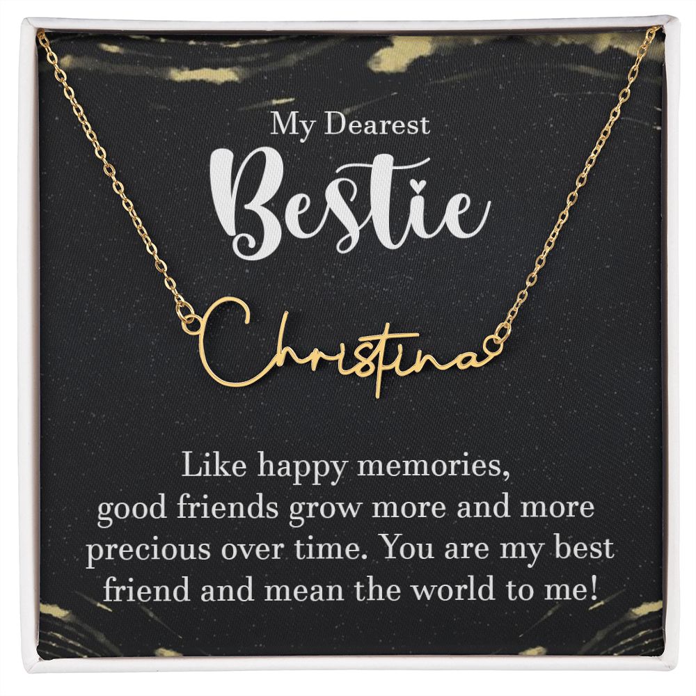 To My Bestie: Personalized Signature Style Name Necklace Silver / Gold For Best Friend Birthday, Wedding, Graduation & Christmas Ideas - Image 3