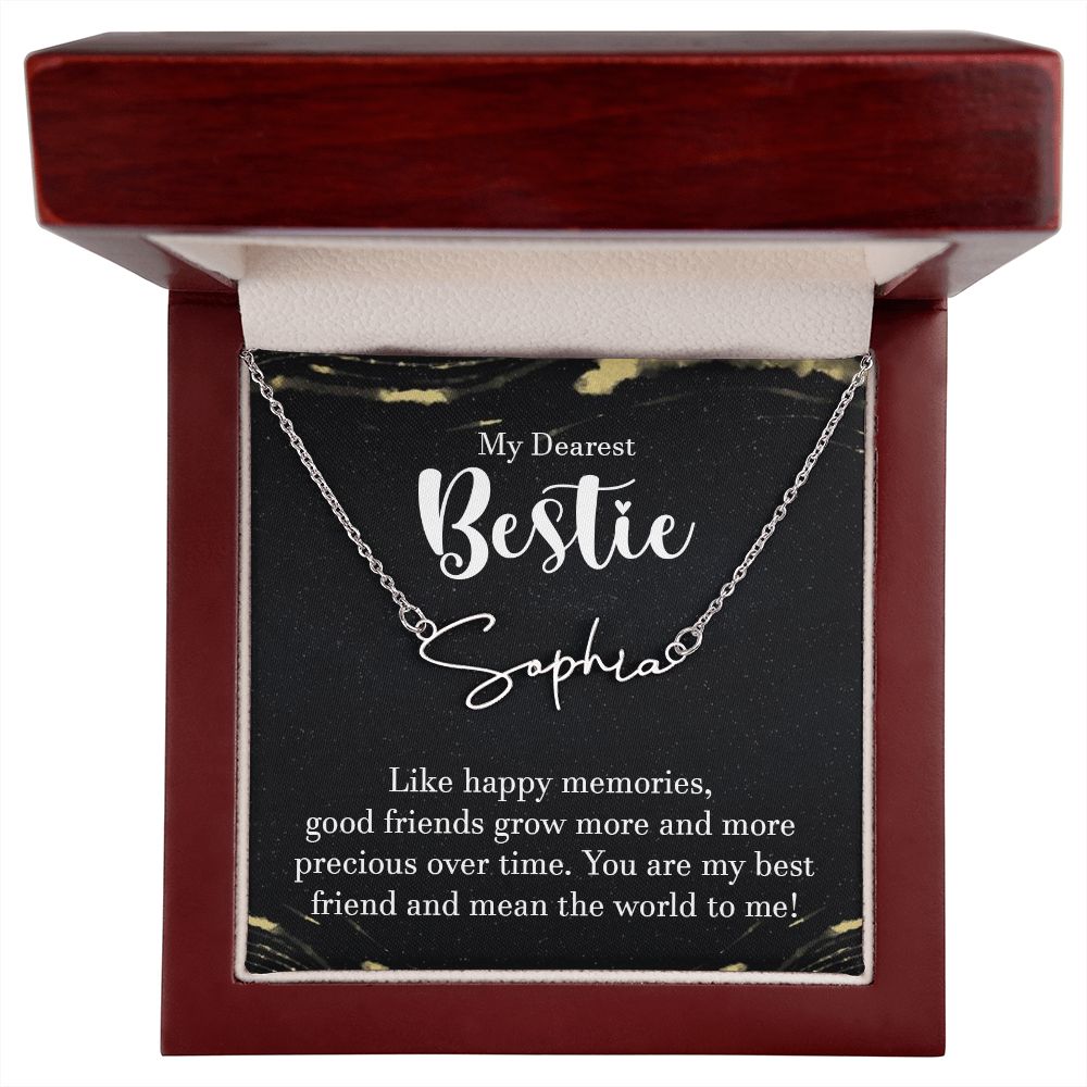 To My Bestie: Personalized Signature Style Name Necklace Silver / Gold For Best Friend Birthday, Wedding, Graduation & Christmas Ideas - Image 5