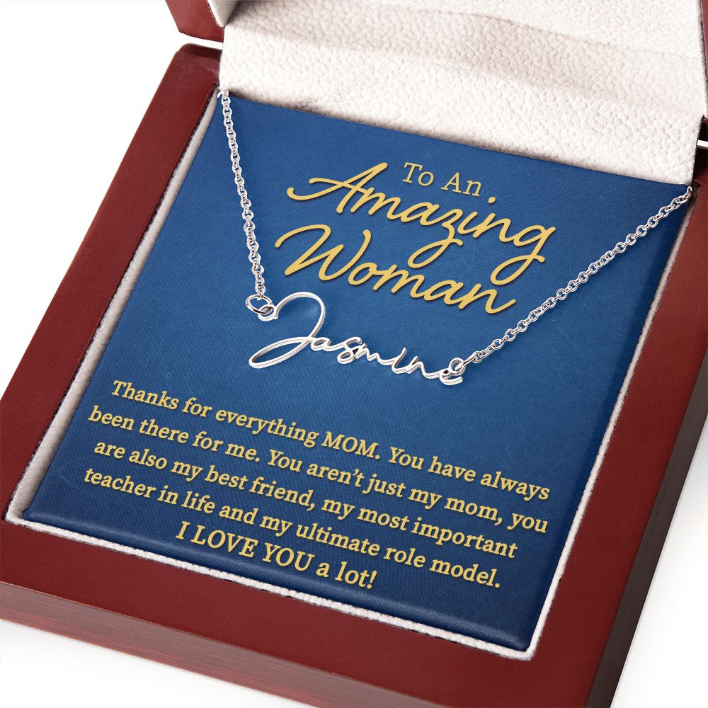 Necklace For Mom: To An Amazing Mother Gift - Signature Style Name Necklace #e244 - Image 9