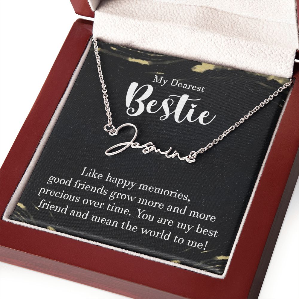 To My Bestie: Personalized Signature Style Name Necklace Silver / Gold For Best Friend Birthday, Wedding, Graduation & Christmas Ideas - Image 6