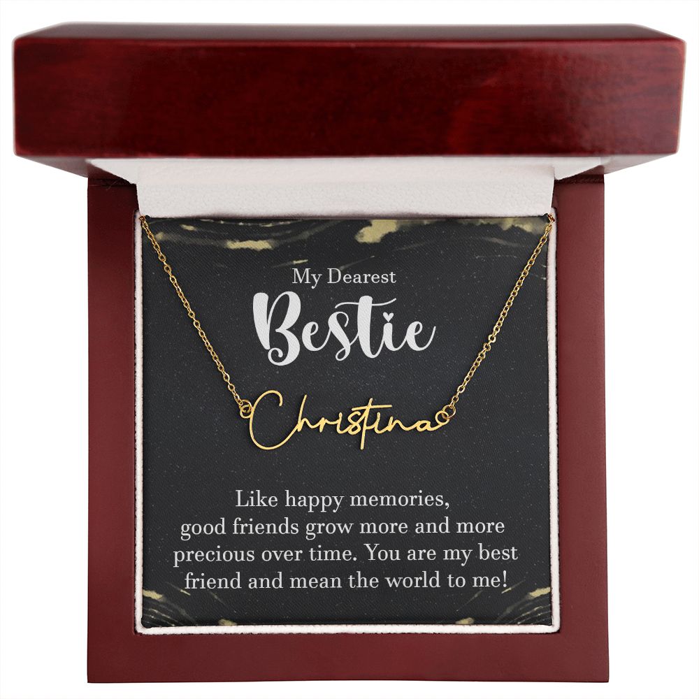 To My Bestie: Personalized Signature Style Name Necklace Silver / Gold For Best Friend Birthday, Wedding, Graduation & Christmas Ideas - Image 7