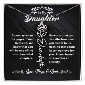 Flower Name Necklace To My Daughter Gift From Mom & Dad #e304