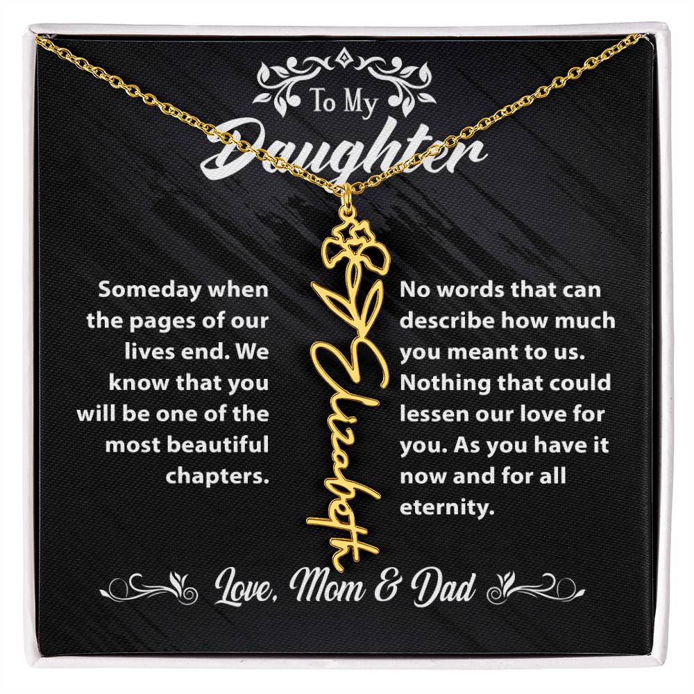 Flower Name Necklace To My Daughter Gift From Mom & Dad #e304 - Image 14