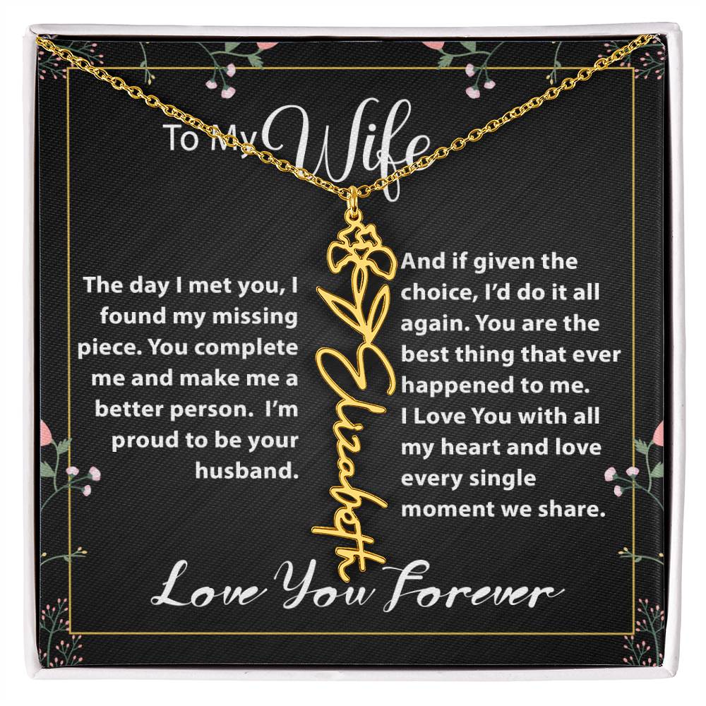 Custom Flower Name Necklace - Message Card Jewelry - Jewelry Inns