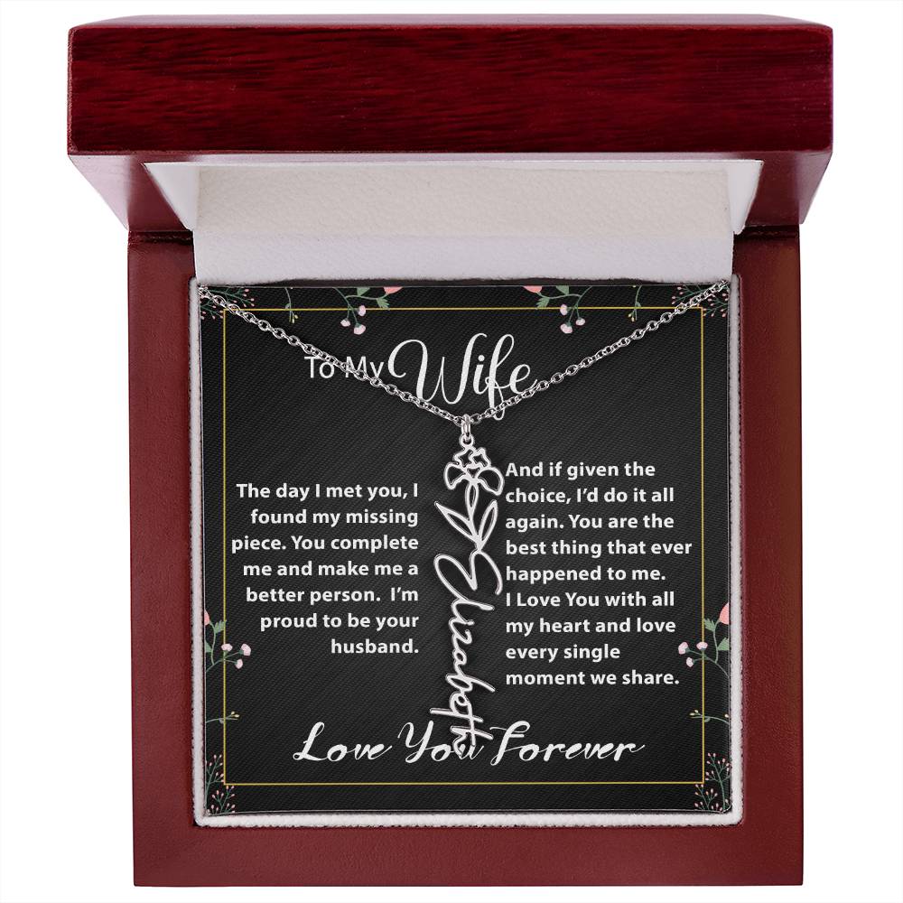 Custom Flower Name Necklace - Message Card Jewelry - Jewelry Inns