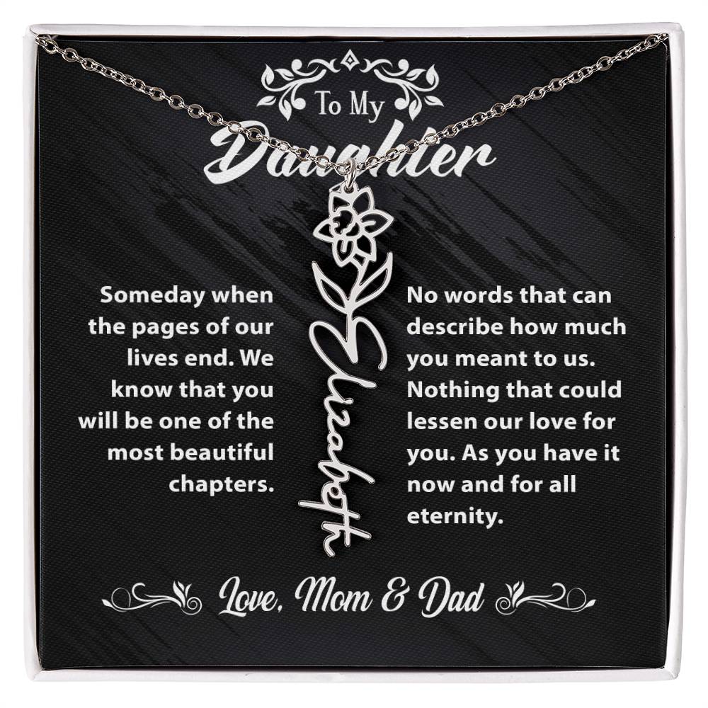 Flower Name Necklace To My Daughter Gift From Mom & Dad #e304 - Image 3