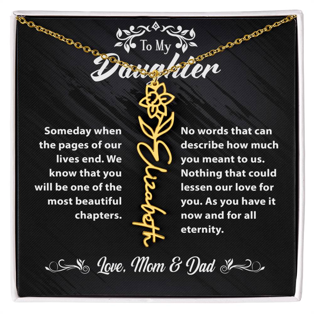 Flower Name Necklace To My Daughter Gift From Mom & Dad #e304 - Image 15