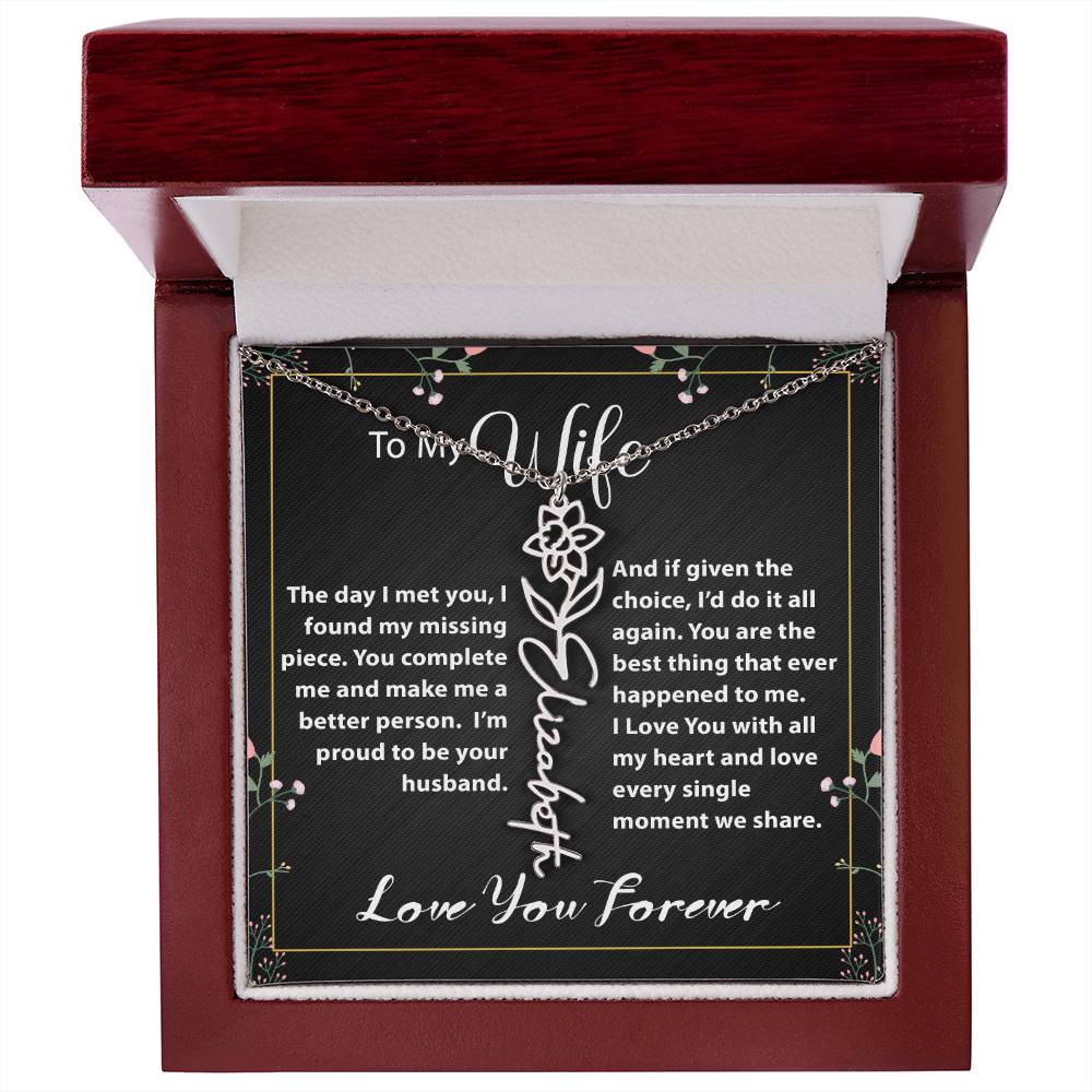 Custom Flower Name Necklace - Message Card Jewelry - Jewelry Inns