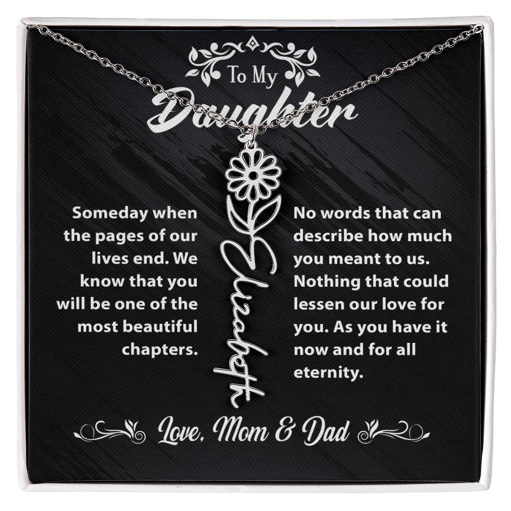 Flower Name Necklace To My Daughter Gift From Mom & Dad #e304 - Image 4