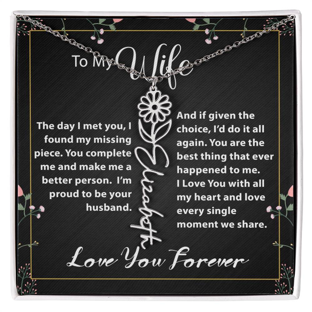 Custom Flower Name Necklace - Message Card Jewelry - Jewelry Inns