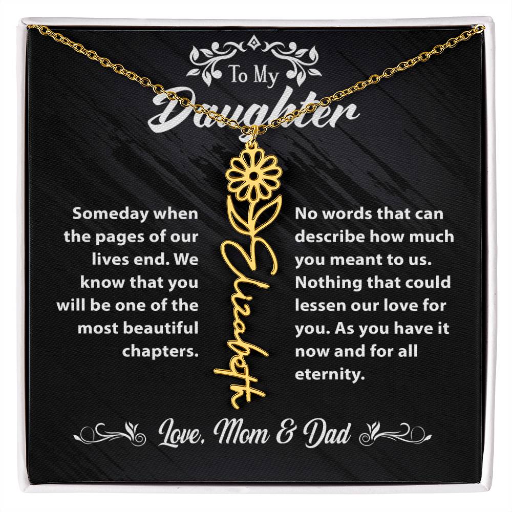 Flower Name Necklace To My Daughter Gift From Mom & Dad #e304 - Image 16