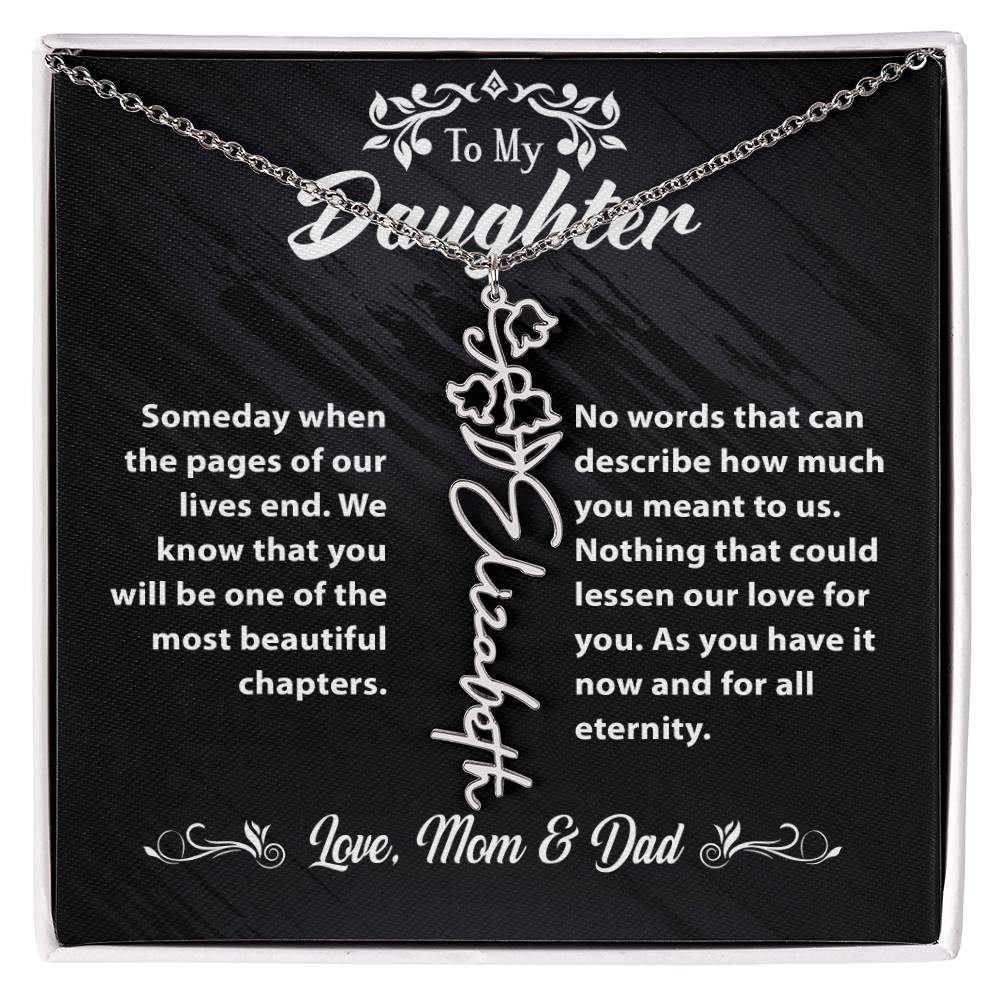 Flower Name Necklace To My Daughter Gift From Mom & Dad #e304 - Image 5