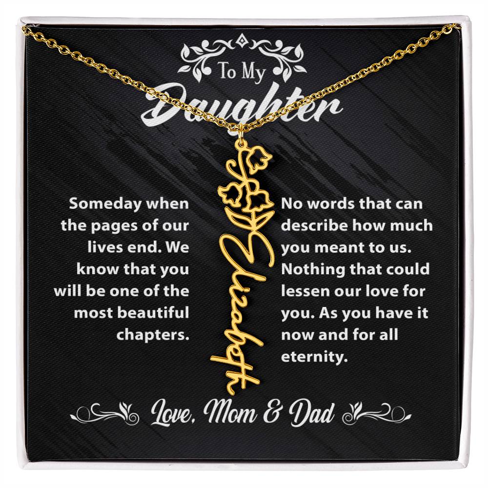Flower Name Necklace To My Daughter Gift From Mom & Dad #e304 - Image 17