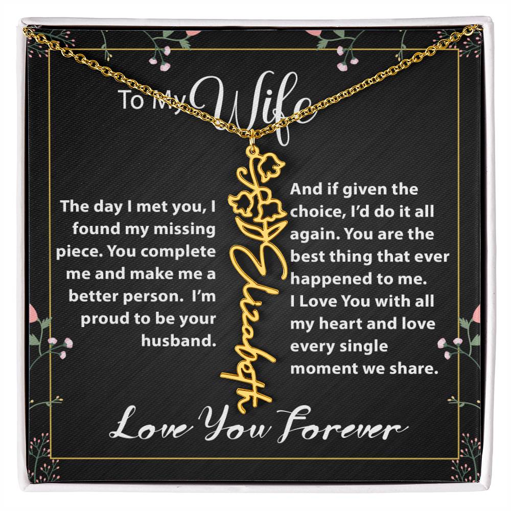 Custom Flower Name Necklace - Message Card Jewelry - Jewelry Inns