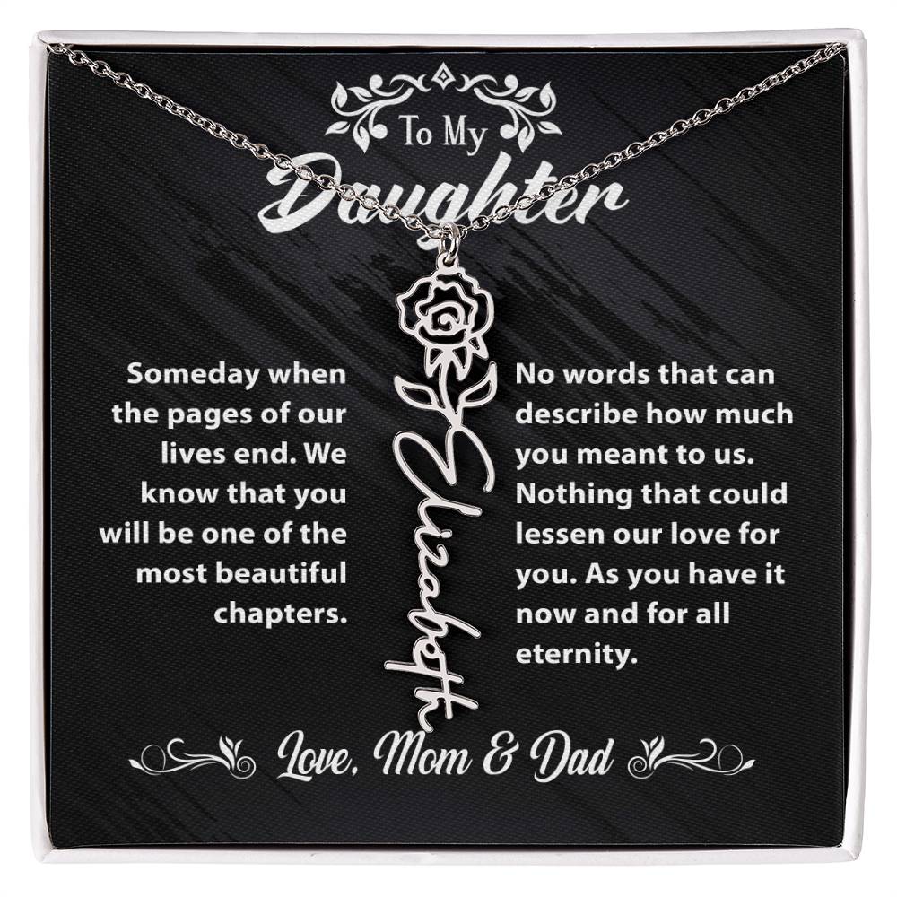 Flower Name Necklace To My Daughter Gift From Mom & Dad #e304 - Image 6